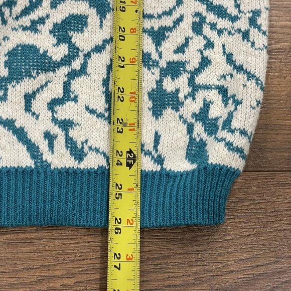 DIANE VON FURSTENBERG Sweater Womens Medium Collared Floral Textured Y2K Vintage - Picture 11 of 11